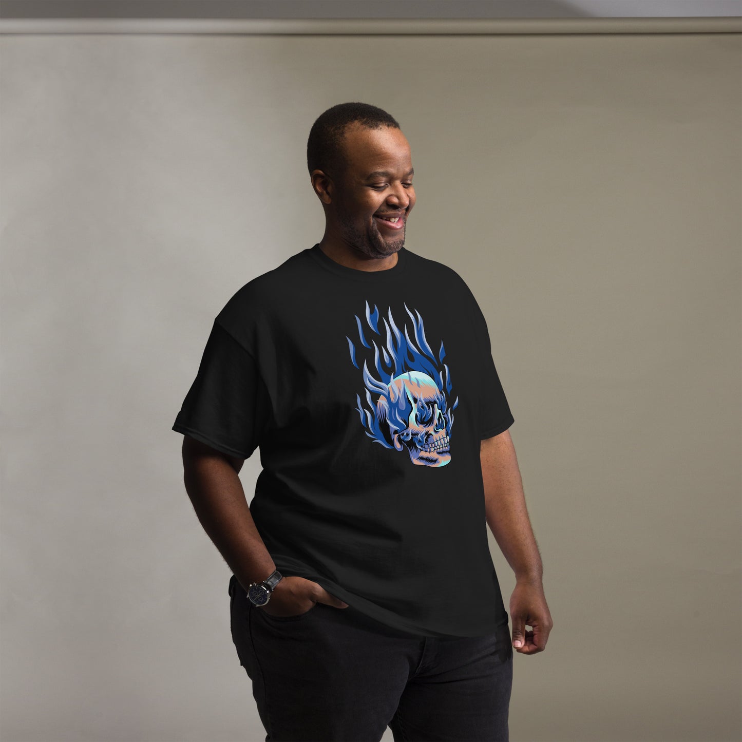 T-shirt classique homme - Tête Enflammée