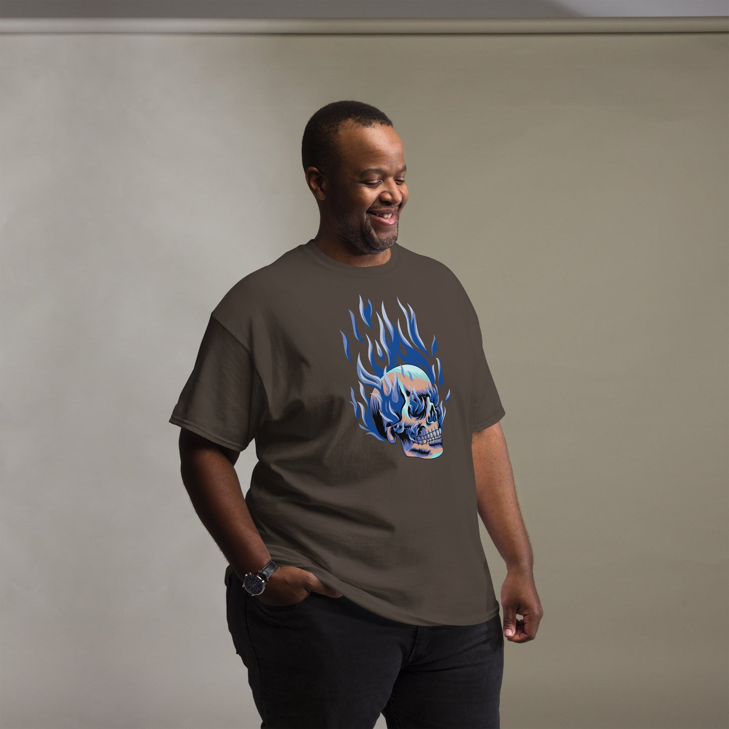 T-shirt classique homme - Tête Enflammée