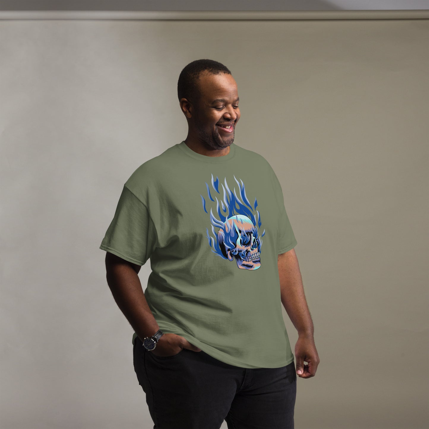 T-shirt classique homme - Tête Enflammée