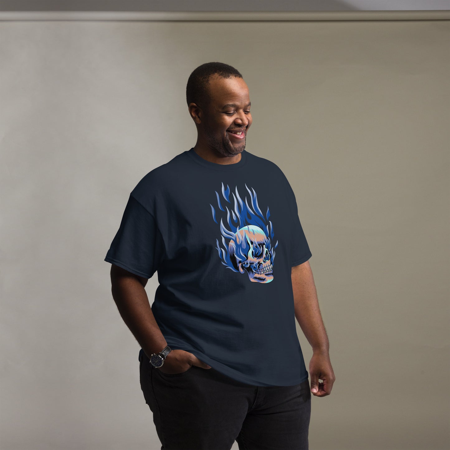 T-shirt classique homme - Tête Enflammée