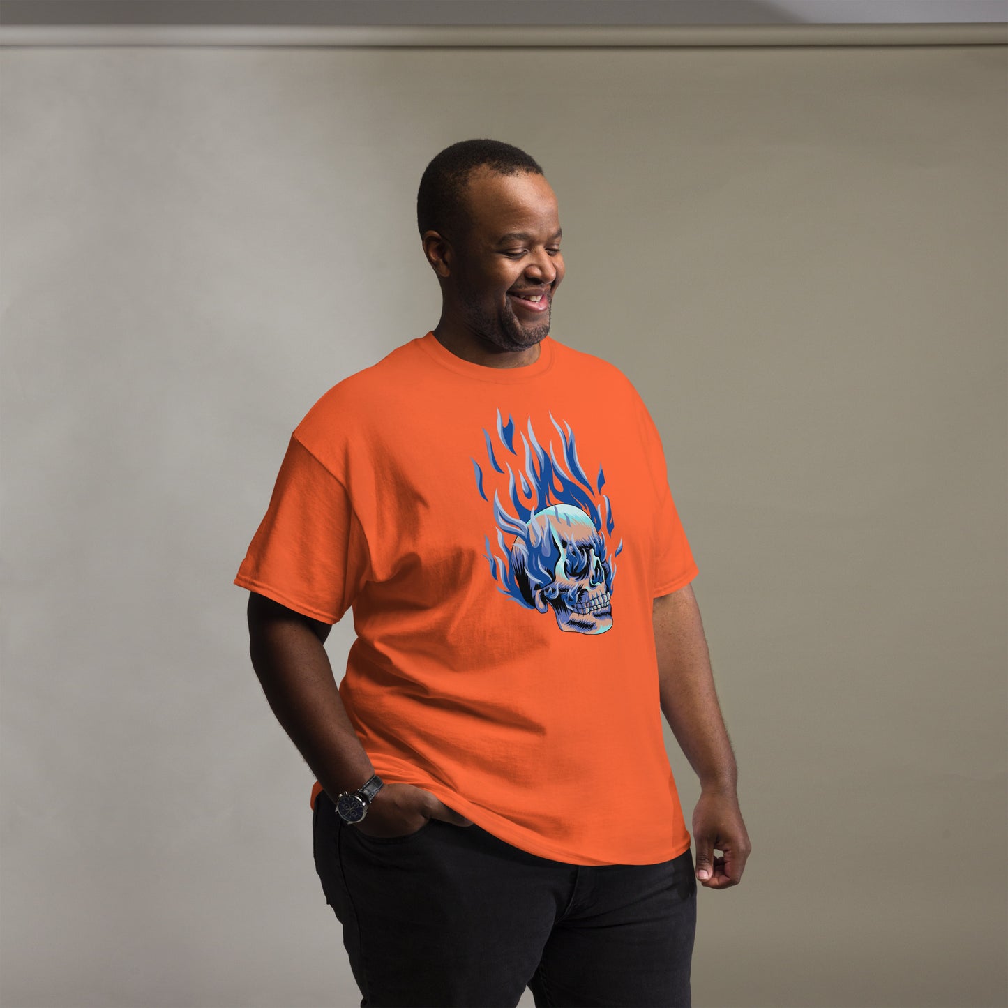 T-shirt classique homme - Tête Enflammée