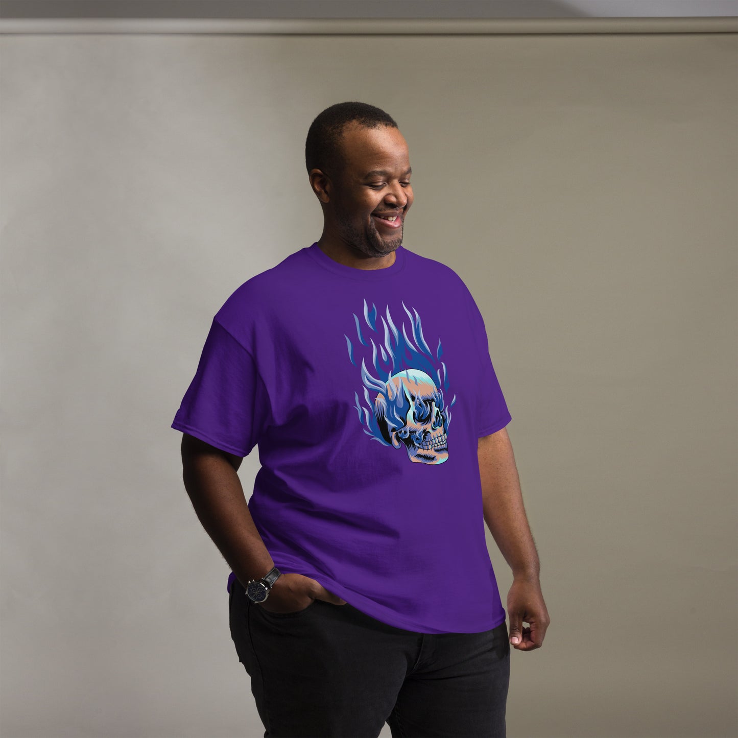 T-shirt classique homme - Tête Enflammée