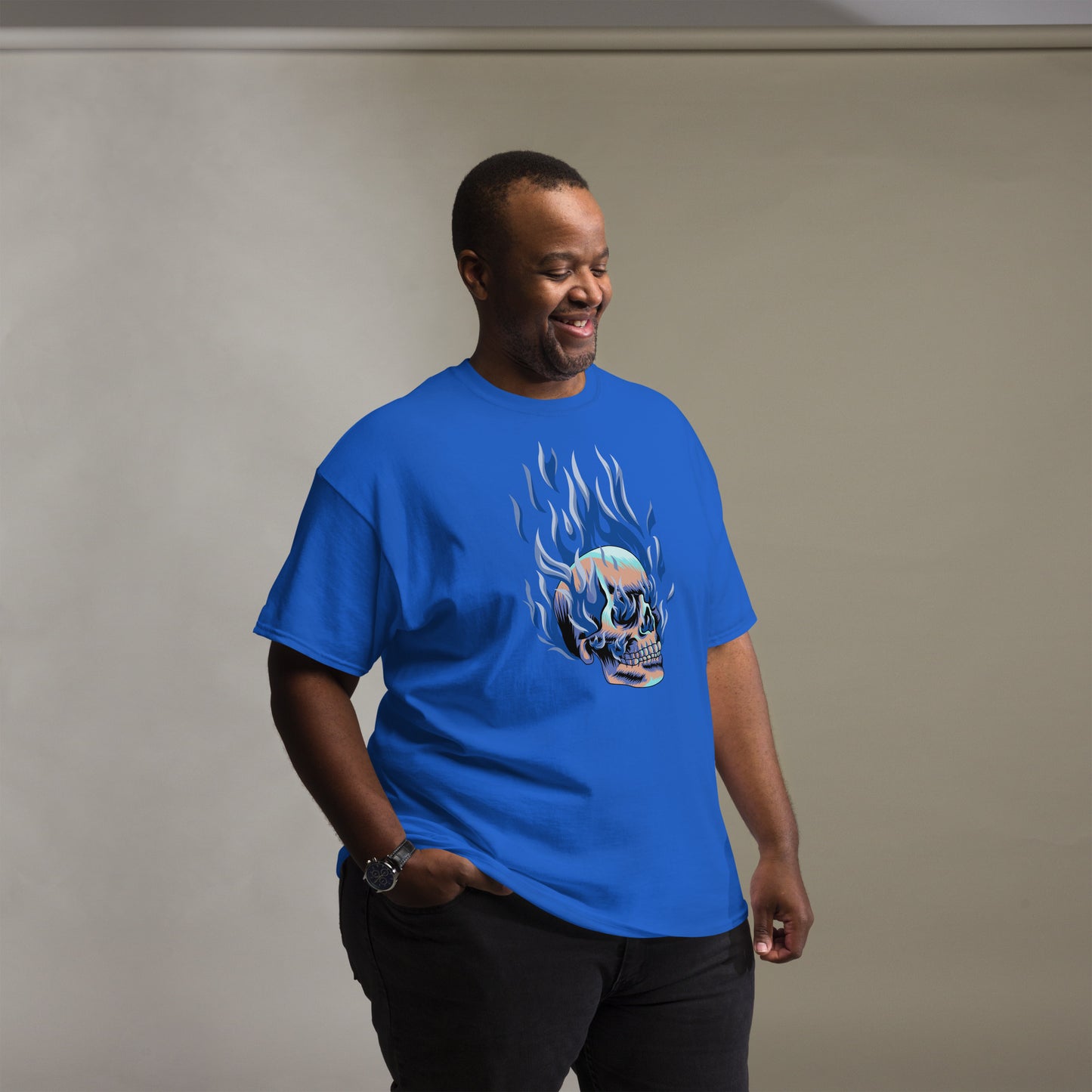 T-shirt classique homme - Tête Enflammée