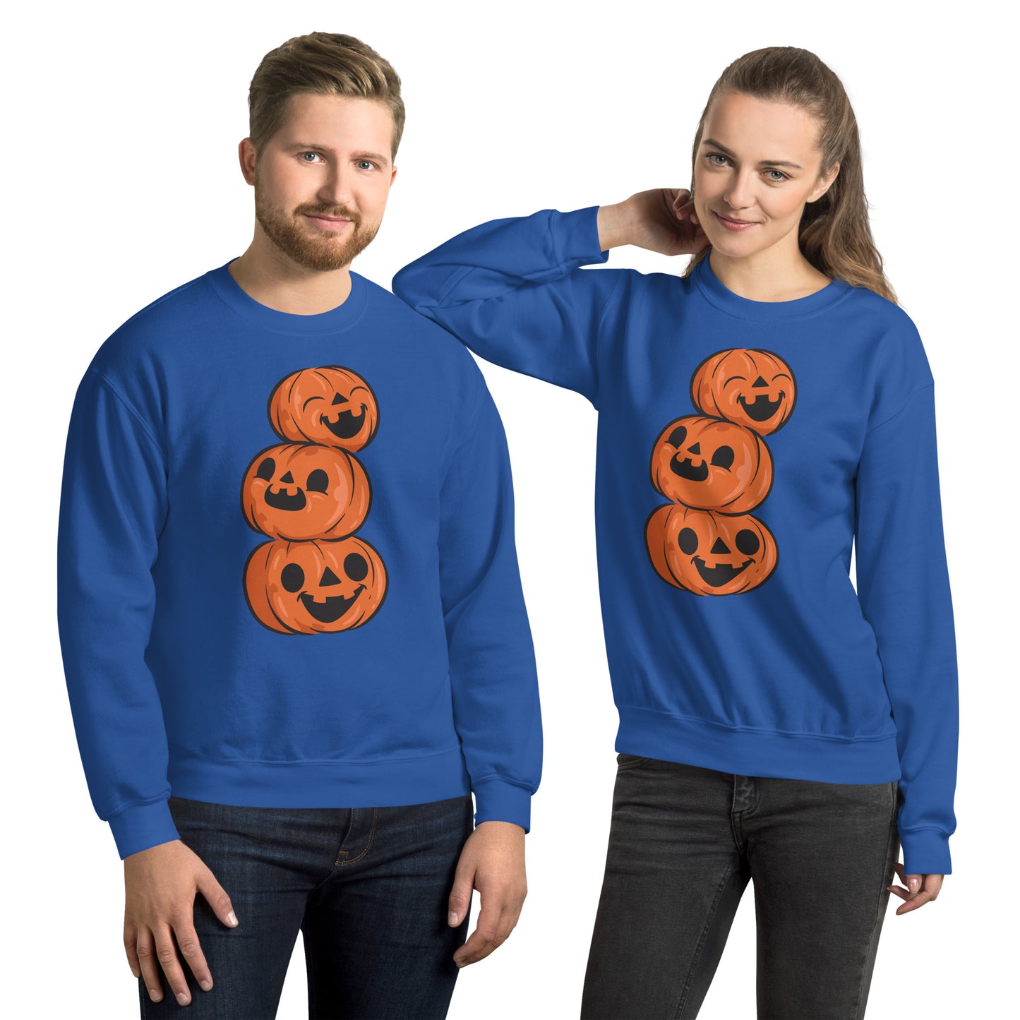 Sweat Unisexe à Col Rond - 3 Citrouilles