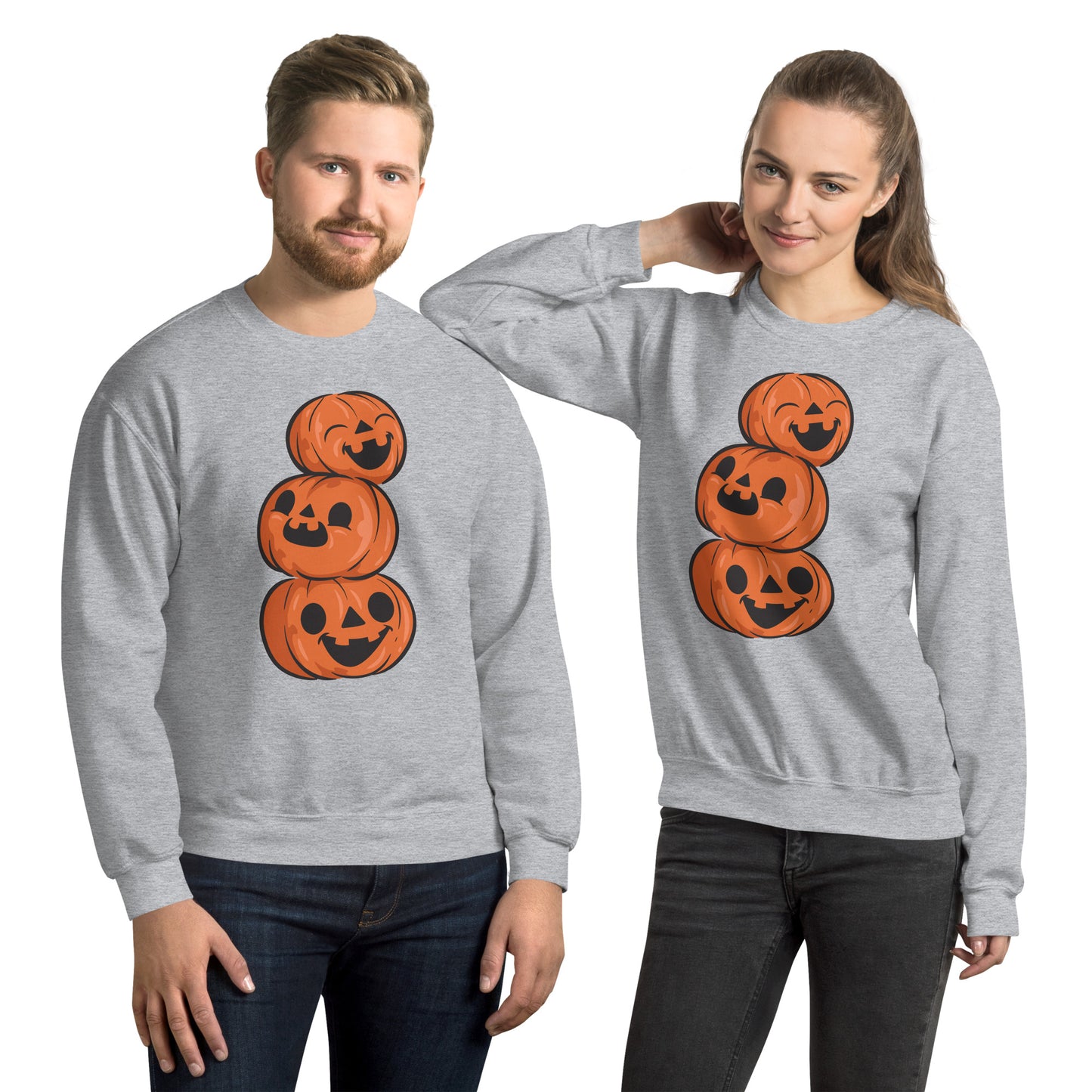 Sweat Unisexe à Col Rond - 3 Citrouilles