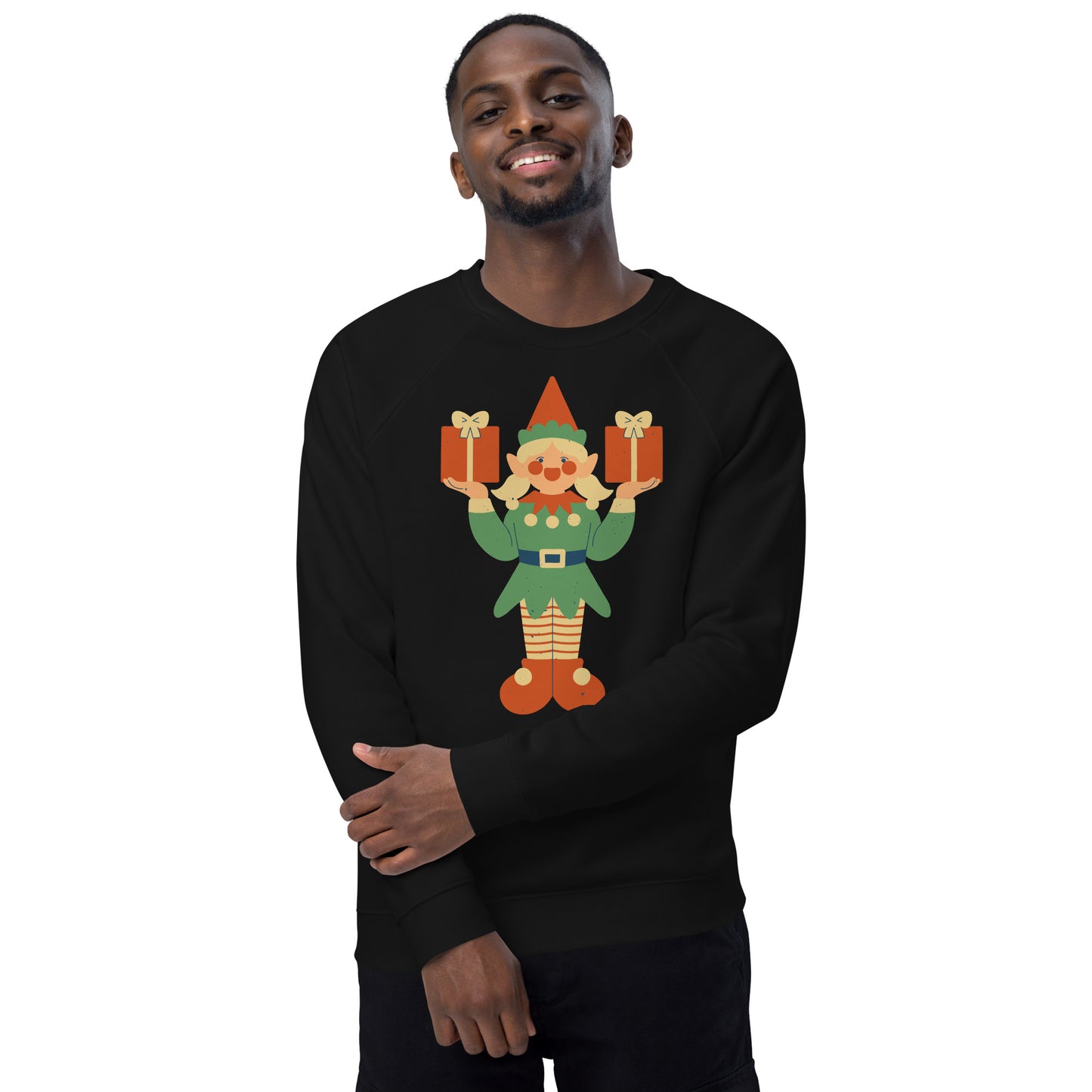 Sweatshirt écologique raglan unisexe - Lutin De Noël