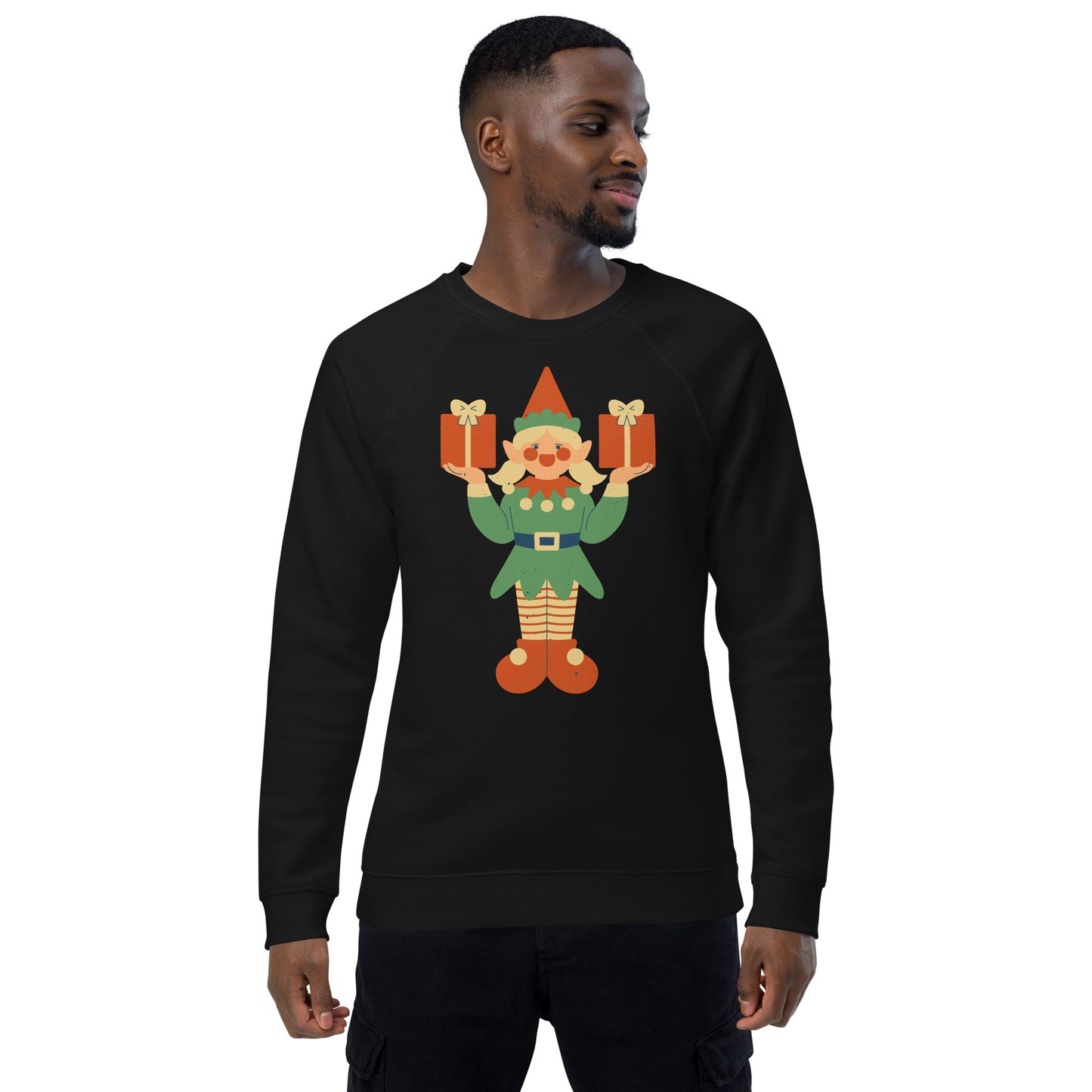 Sweatshirt écologique raglan unisexe - Lutin De Noël