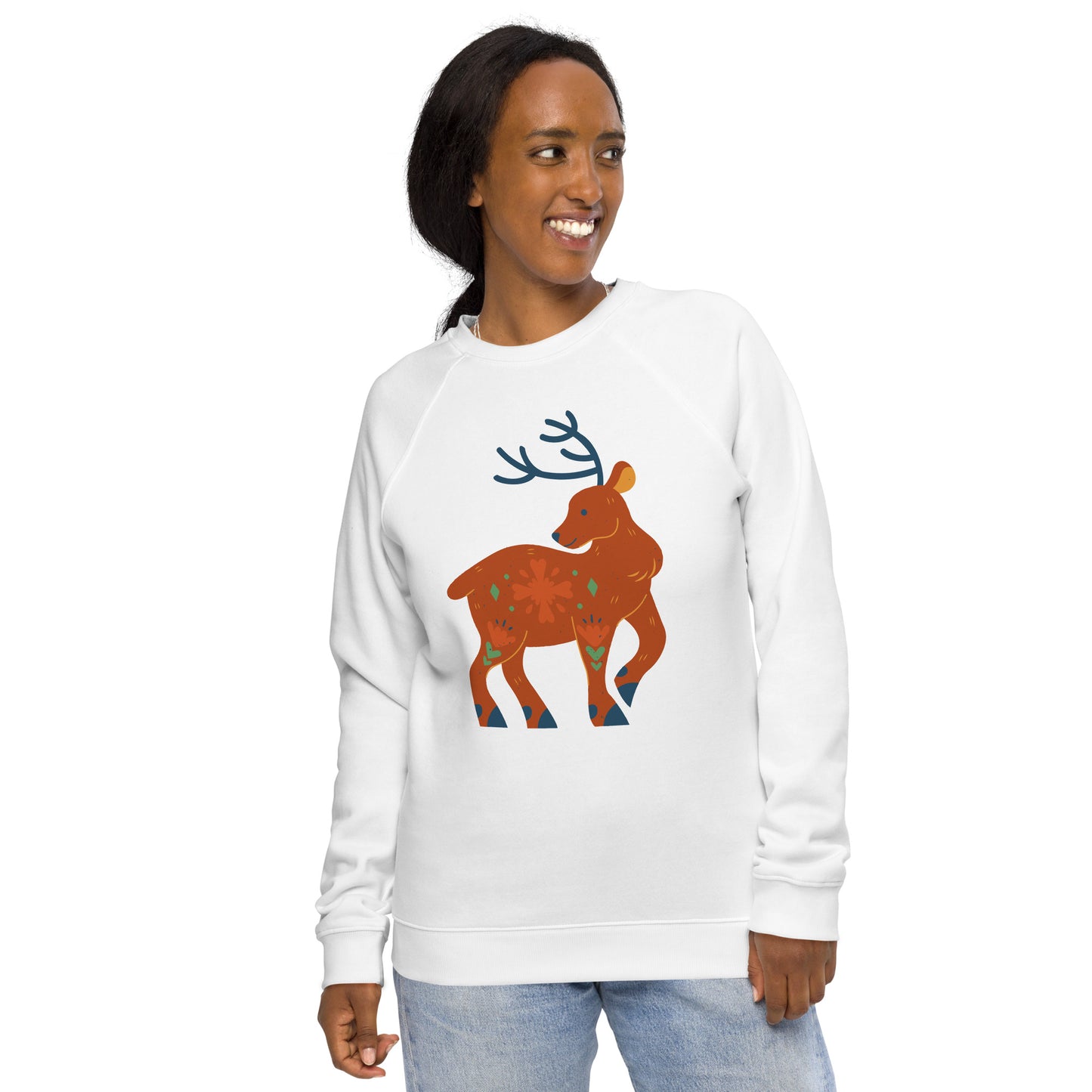 Sweatshirt écologique raglan unisexe - Cerf De Noël