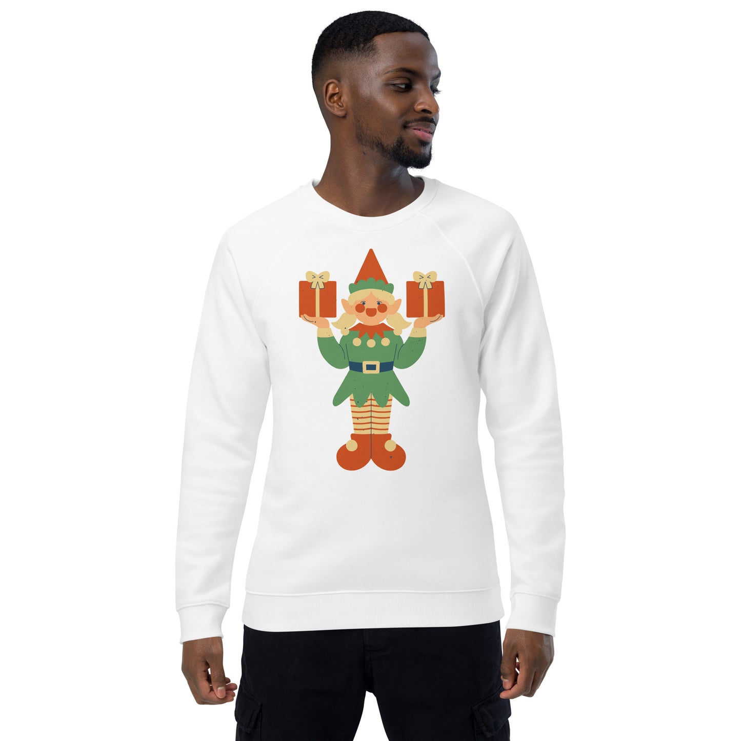 Sweatshirt écologique raglan unisexe - Lutin De Noël