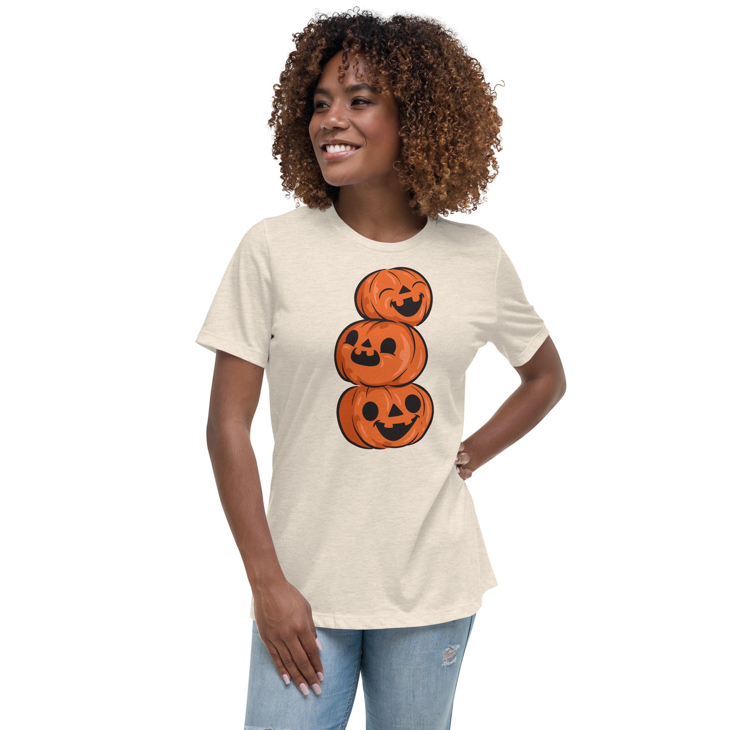 T-shirt Décontracté pour Femme - 3 Citrouilles