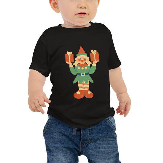 T-shirt à Manches Courtes en Jersey pour Bébé - Lutin De Noël