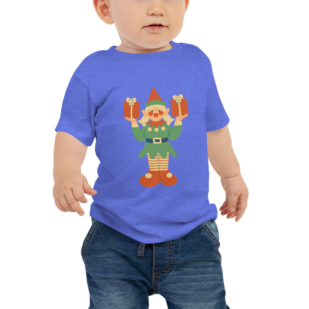 T-shirt à Manches Courtes en Jersey pour Bébé - Lutin De Noël