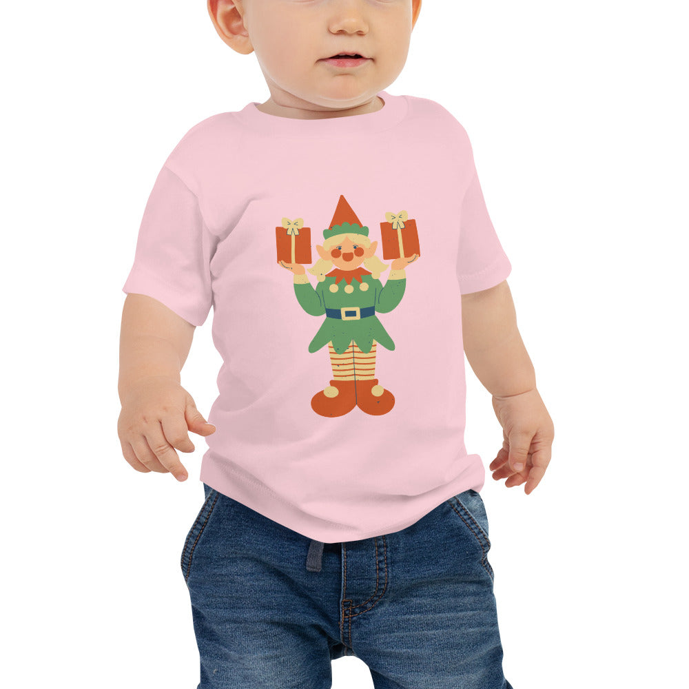 T-shirt à Manches Courtes en Jersey pour Bébé - Lutin De Noël