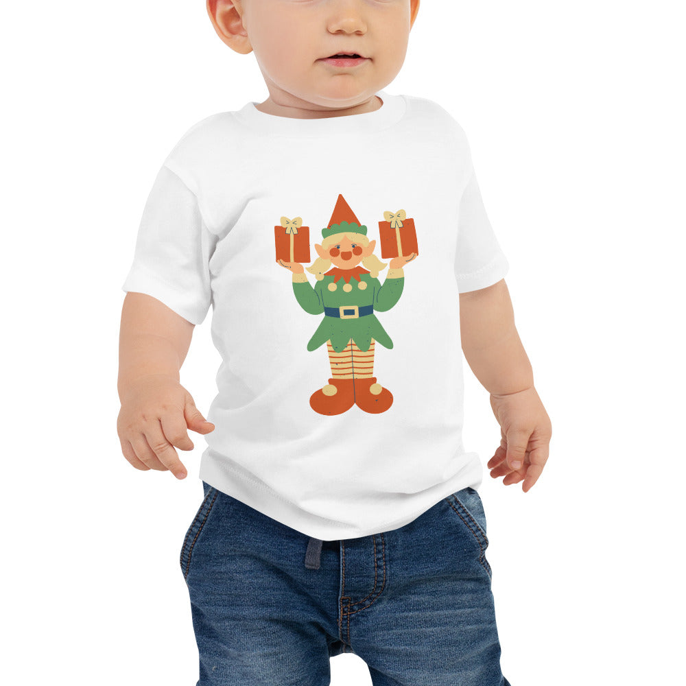 T-shirt à Manches Courtes en Jersey pour Bébé - Lutin De Noël