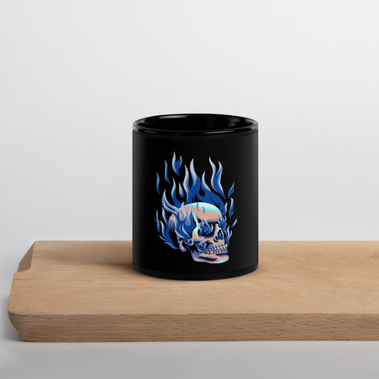 Mug brillant noir - Tête Enflammée