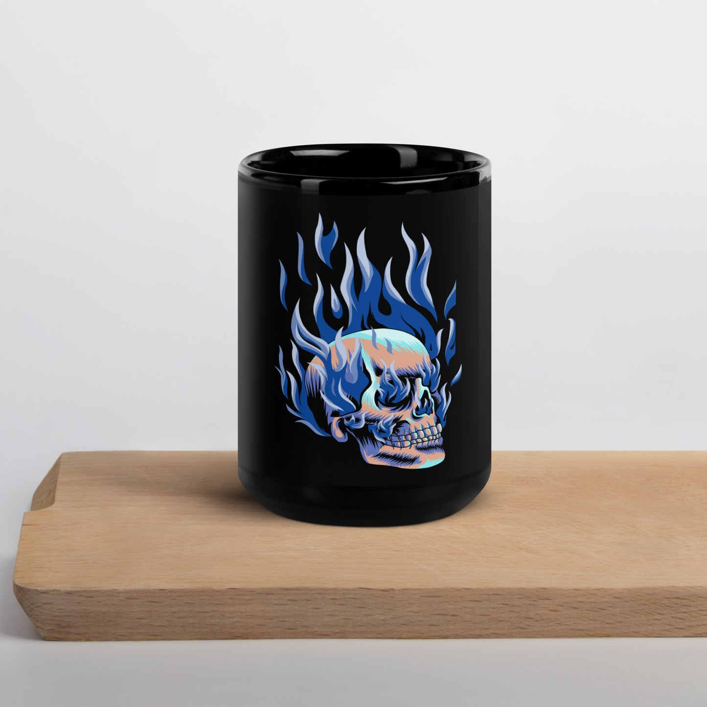 Mug brillant noir - Tête Enflammée