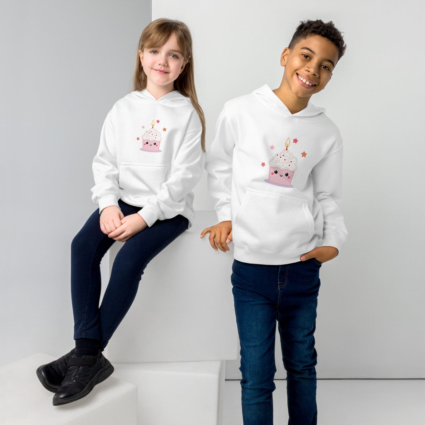 Sweat à capuche polaire pour enfants - Cupcake Licorne