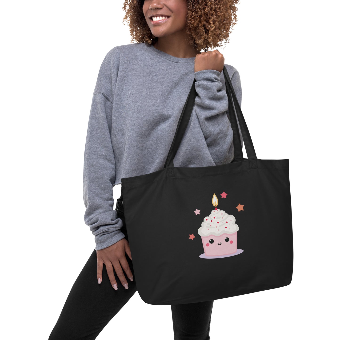 Grand Tote Bag Bio - Cupcake Licorne