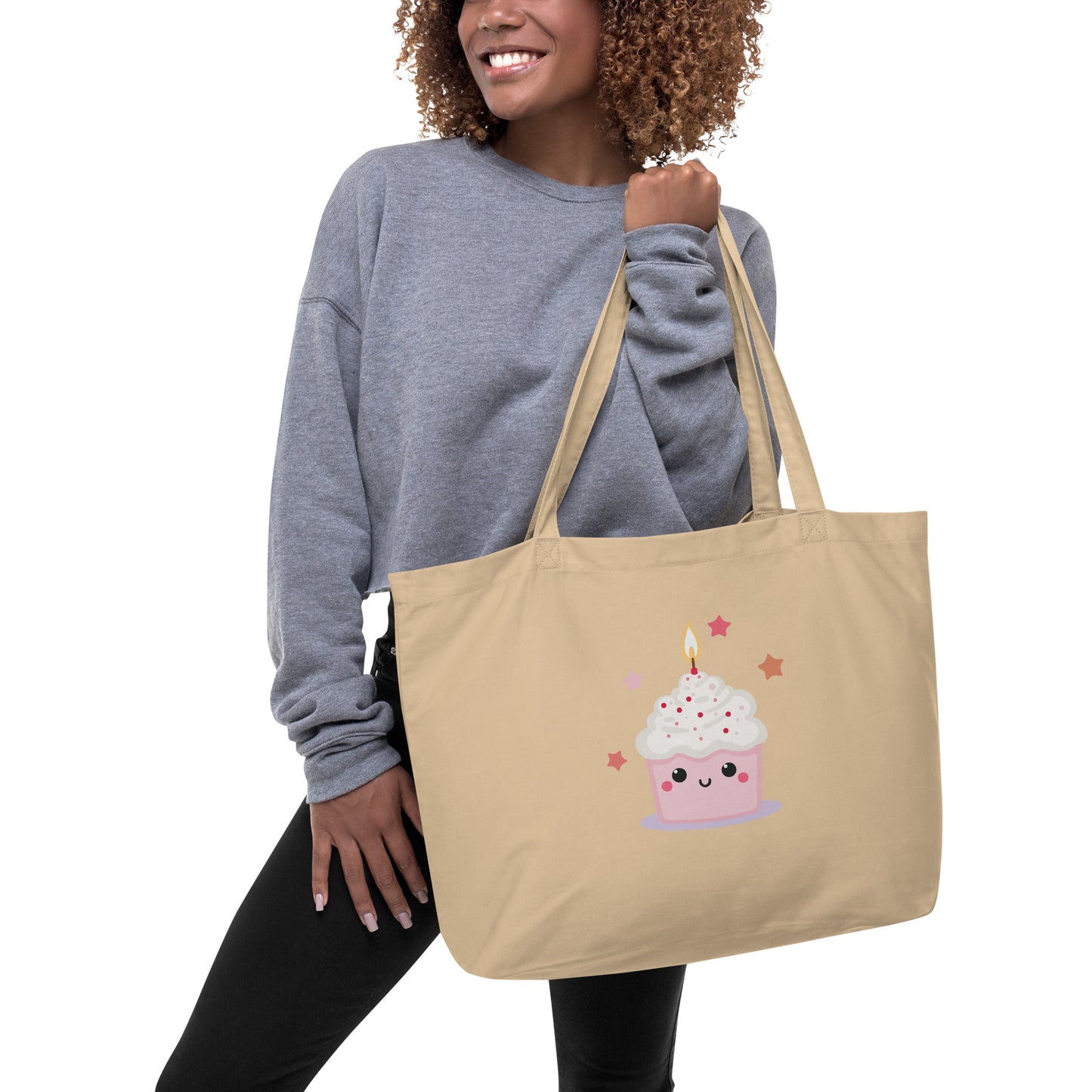 Grand Tote Bag Bio - Cupcake Licorne