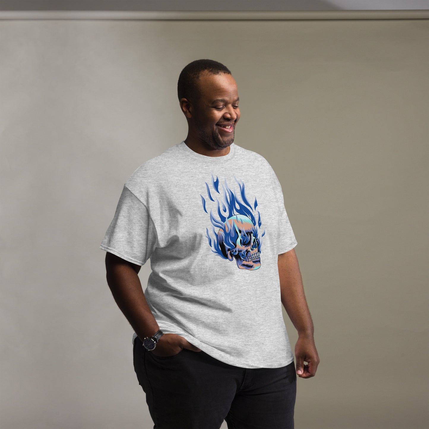 T-shirt classique homme - Tête Enflammée