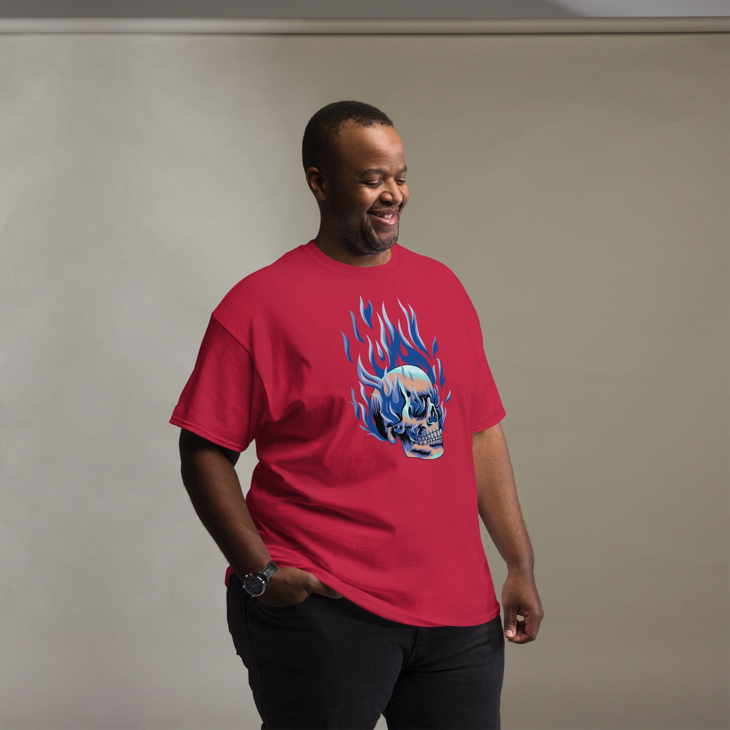 T-shirt classique homme - Tête Enflammée