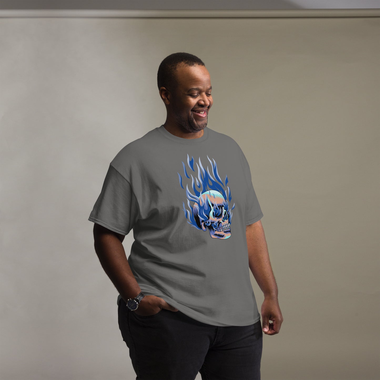 T-shirt classique homme - Tête Enflammée