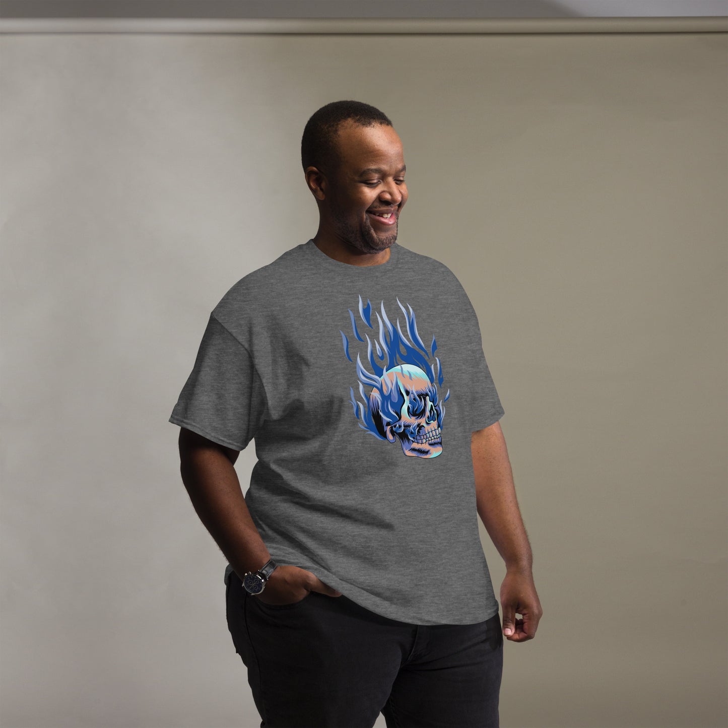 T-shirt classique homme - Tête Enflammée