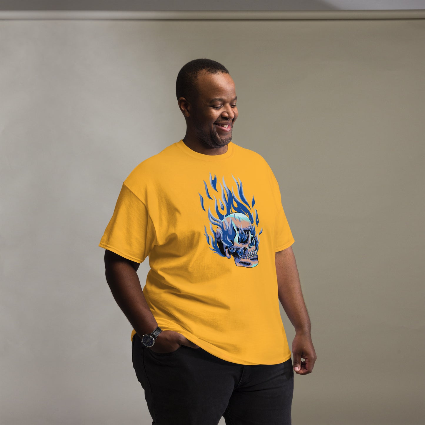 T-shirt classique homme - Tête Enflammée