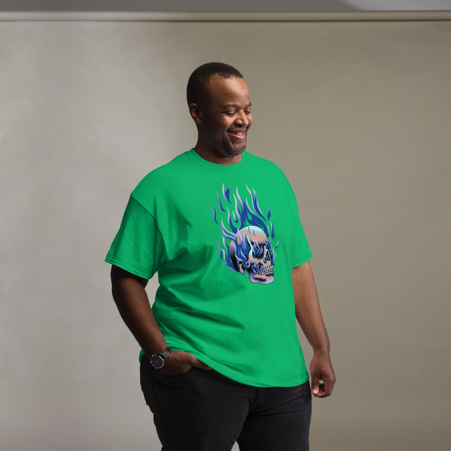 T-shirt classique homme - Tête Enflammée