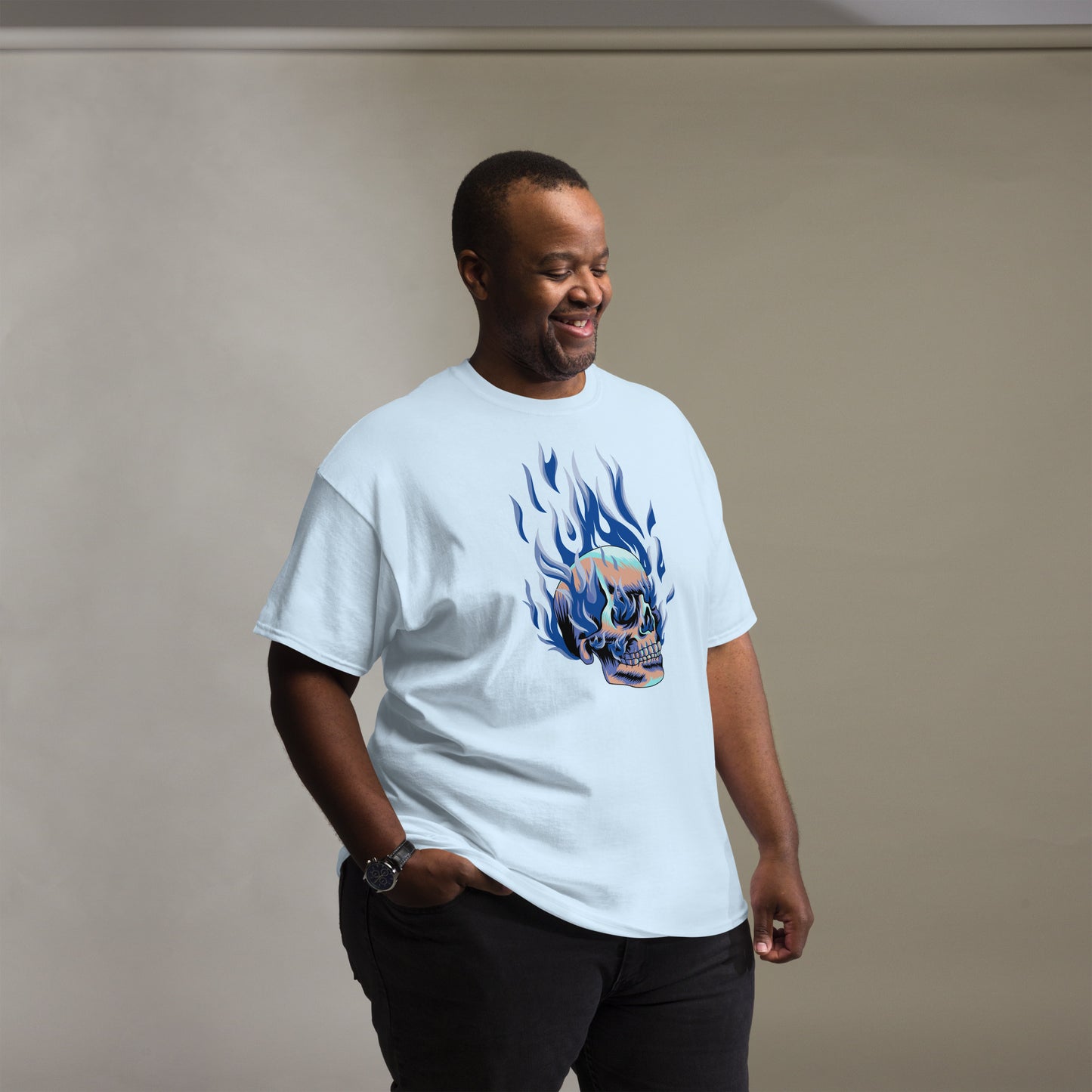 T-shirt classique homme - Tête Enflammée