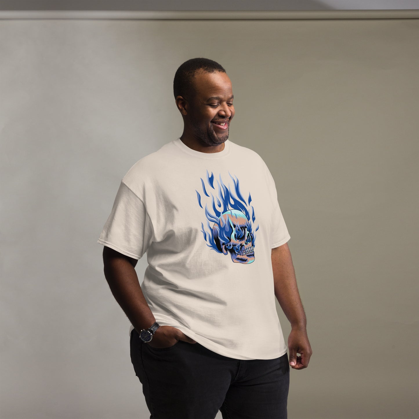 T-shirt classique homme - Tête Enflammée