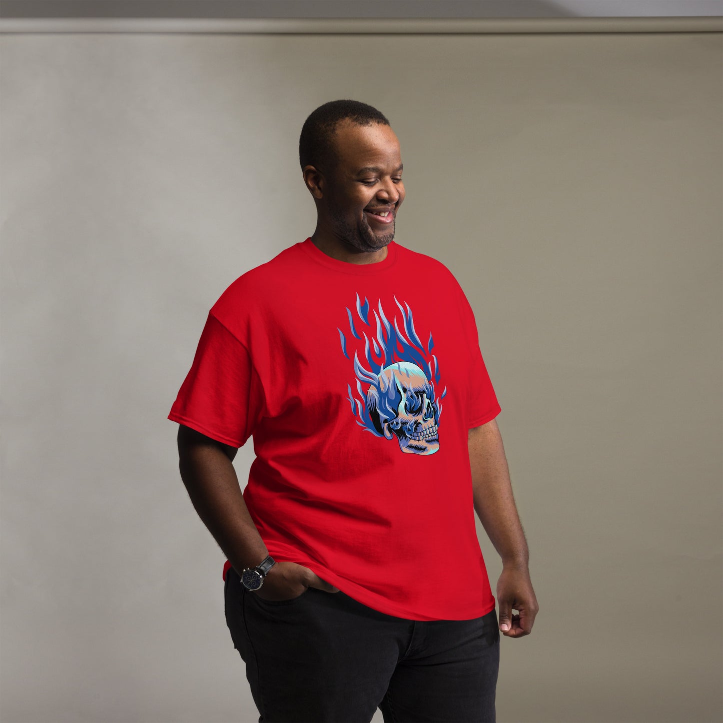 T-shirt classique homme - Tête Enflammée
