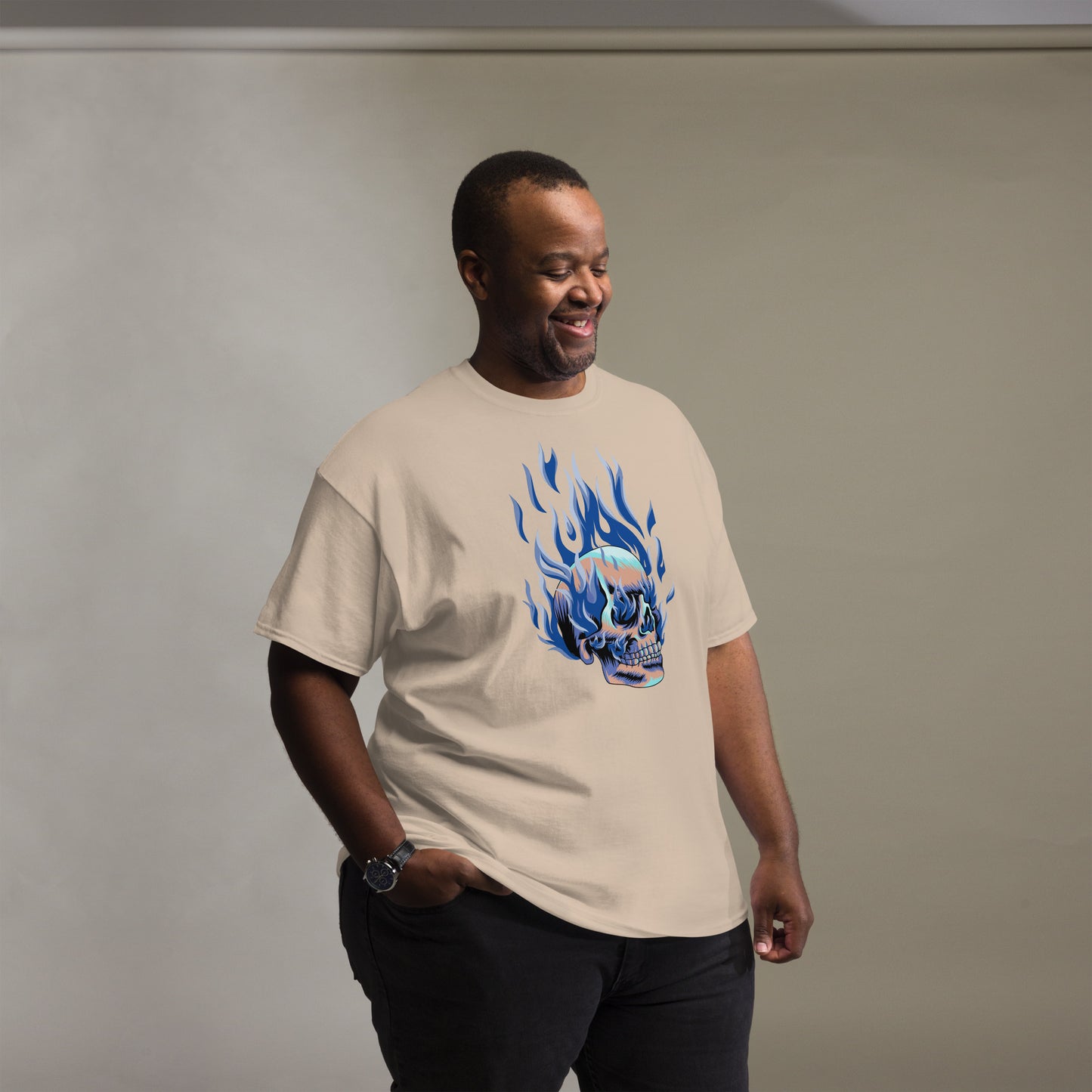 T-shirt classique homme - Tête Enflammée