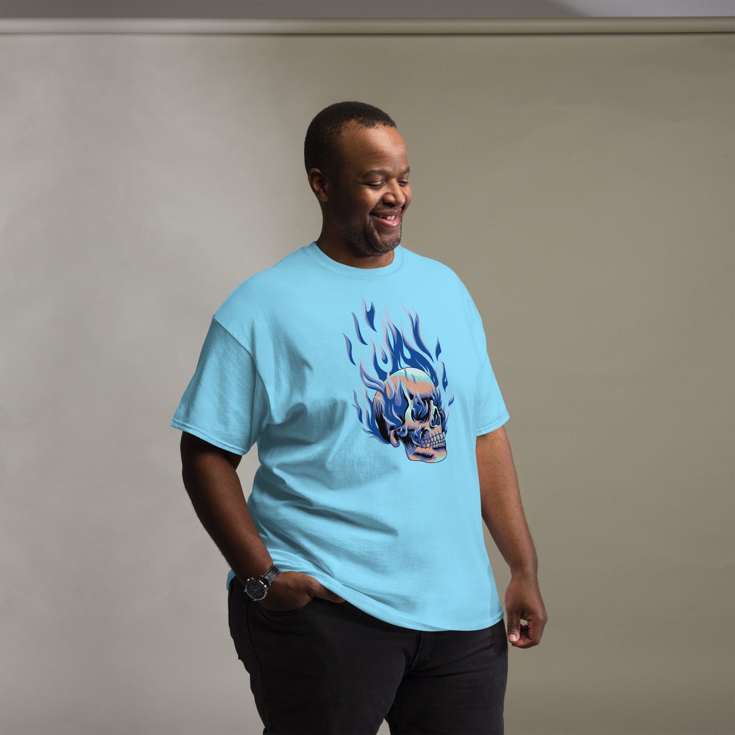 T-shirt classique homme - Tête Enflammée