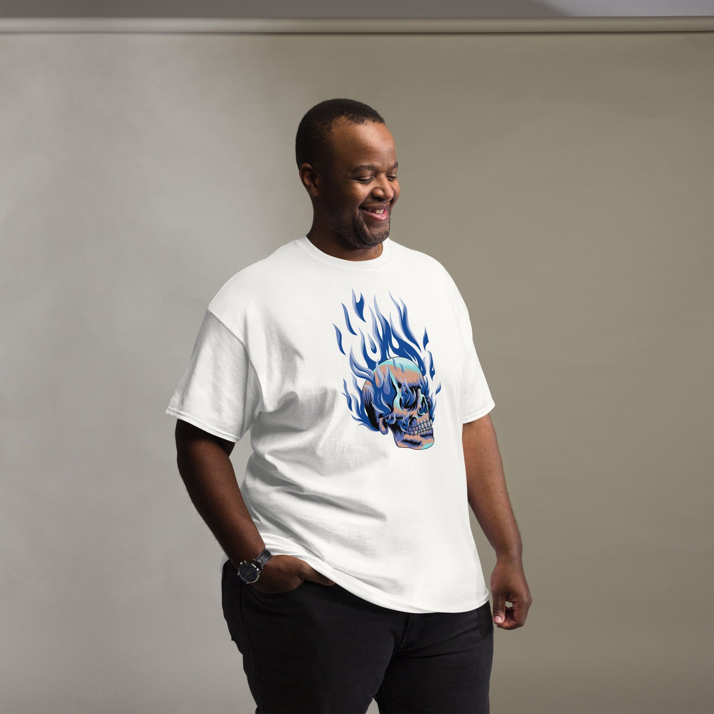 T-shirt classique homme - Tête Enflammée