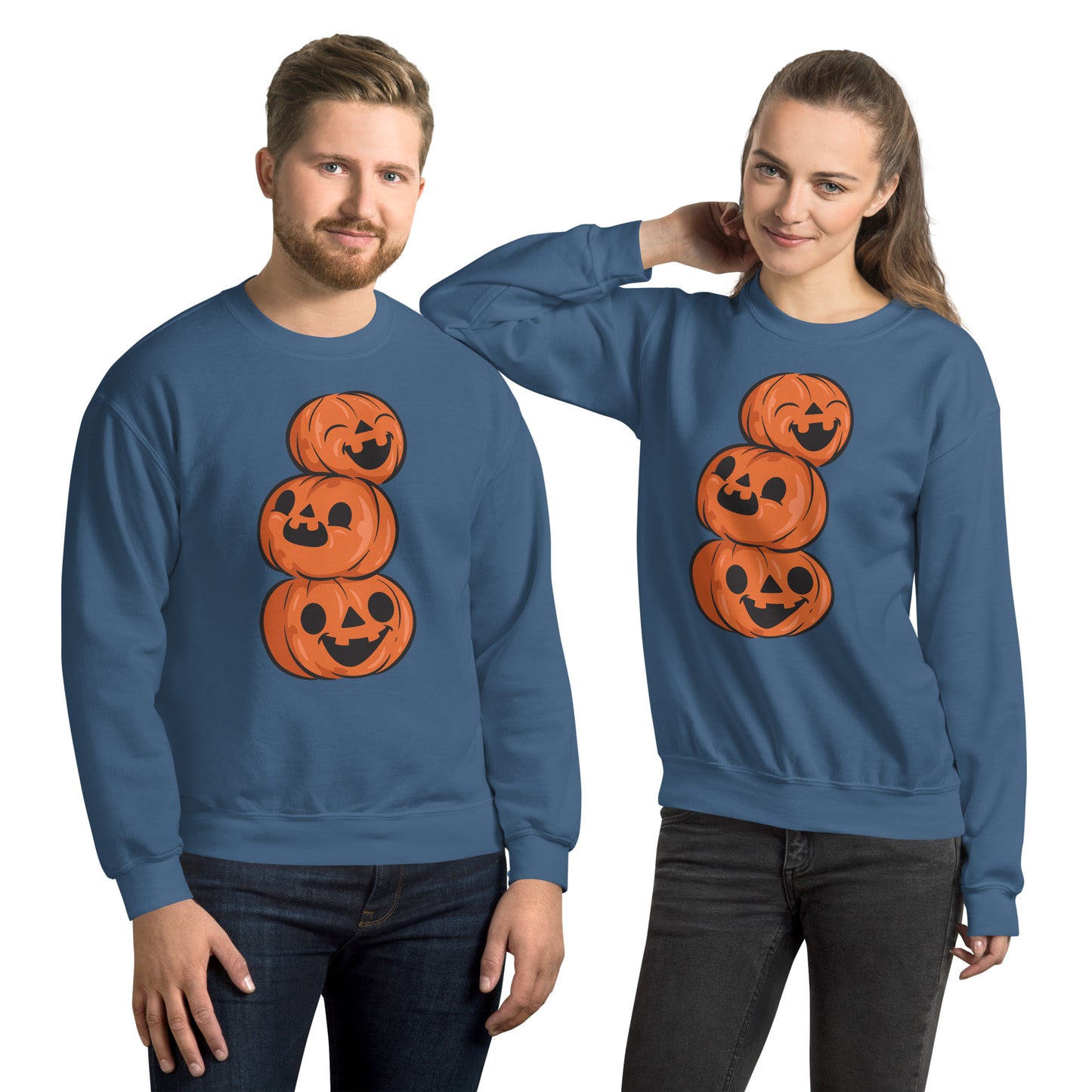 Sweat Unisexe à Col Rond - 3 Citrouilles