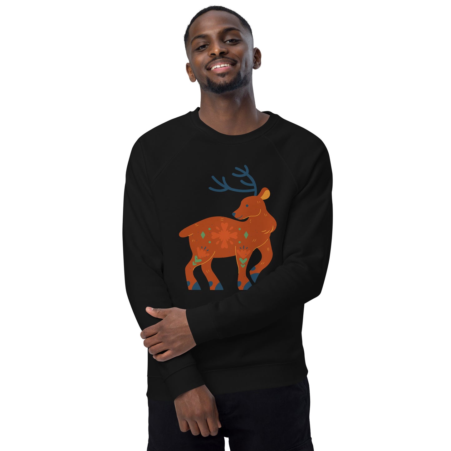 Sweatshirt écologique raglan unisexe - Cerf De Noël
