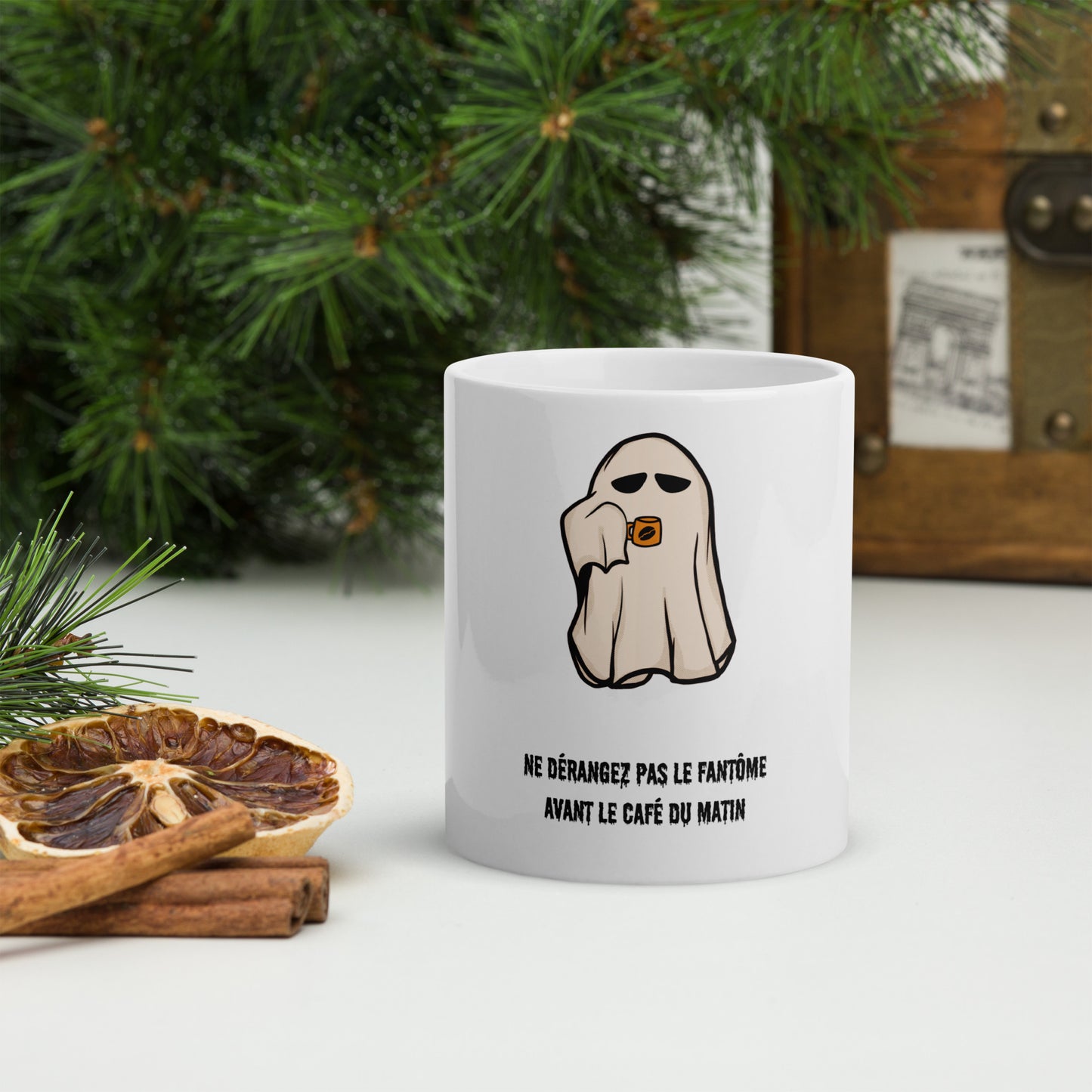 Mug Blanc Brillant - Fantôme Du Matin