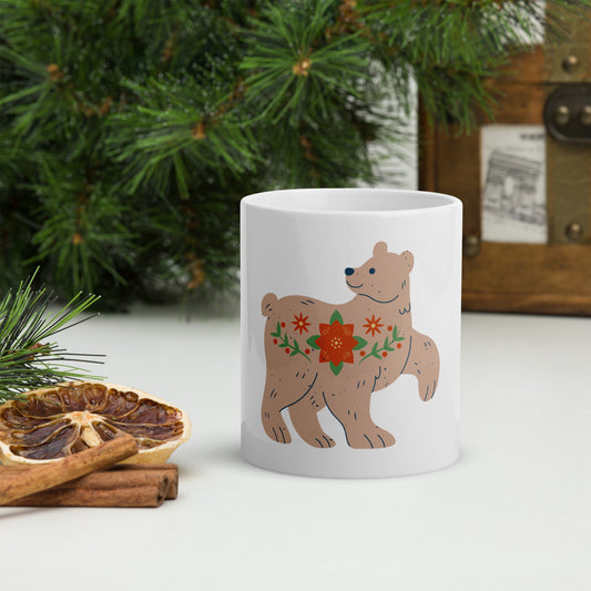 Mug Blanc Brillant - Ours De Noël