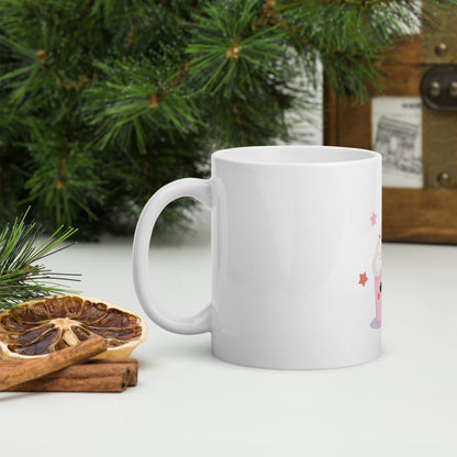 Mug Blanc Brillant - Cupcake Licorne
