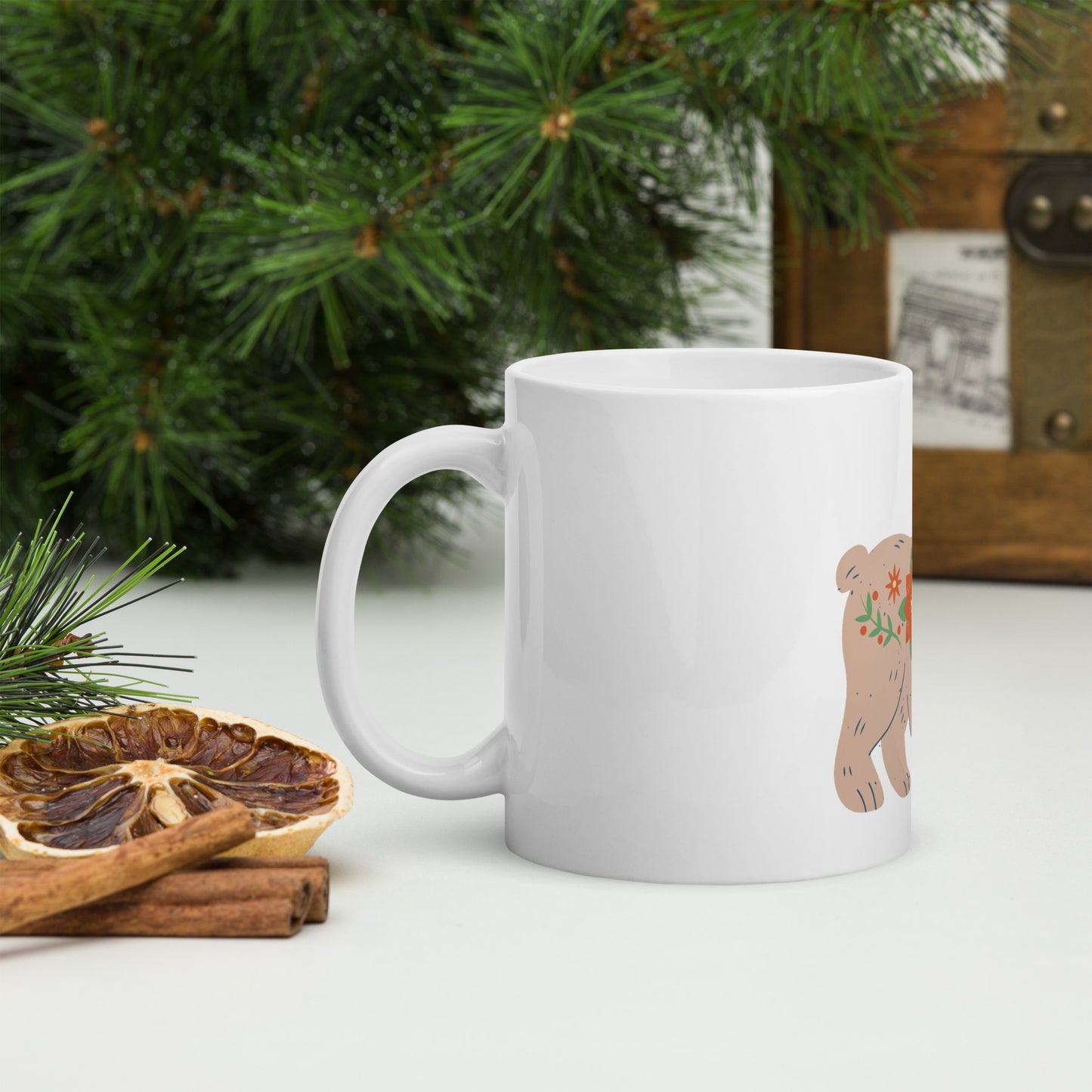 Mug Blanc Brillant - Ours De Noël