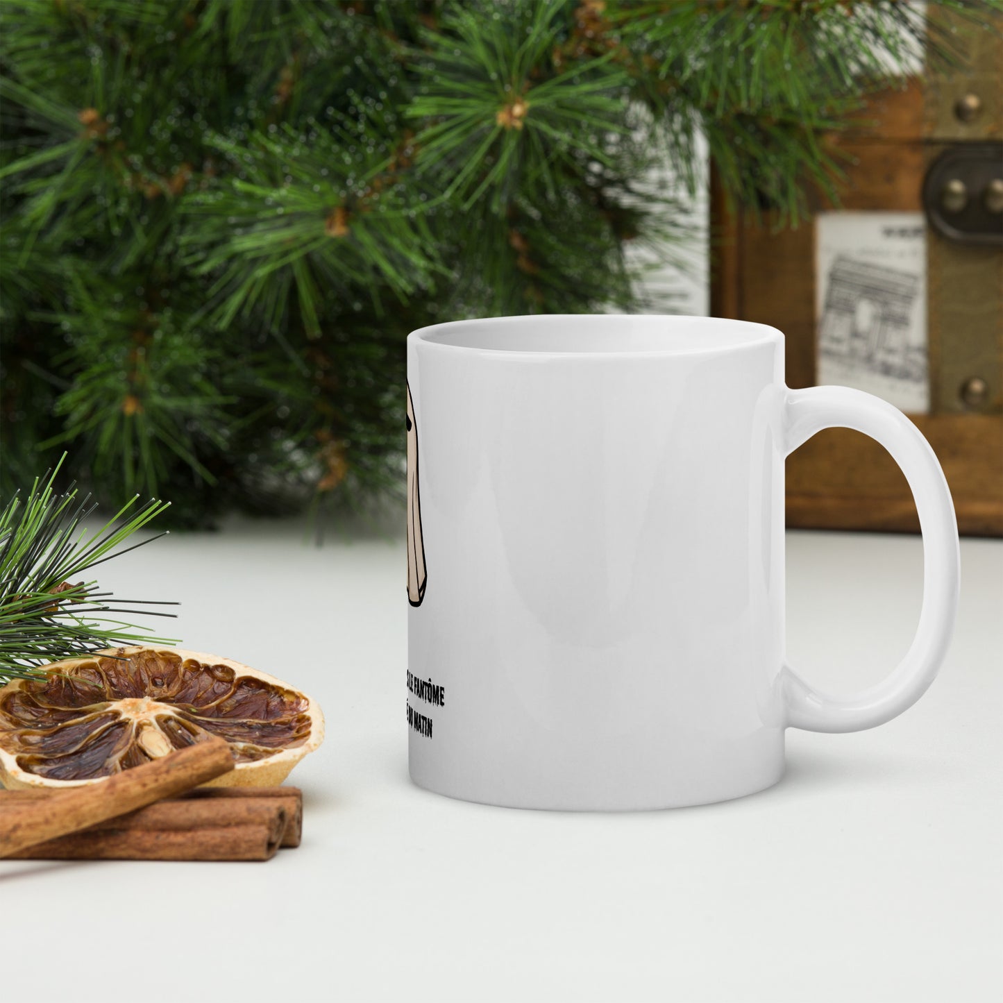 Mug Blanc Brillant - Fantôme Du Matin