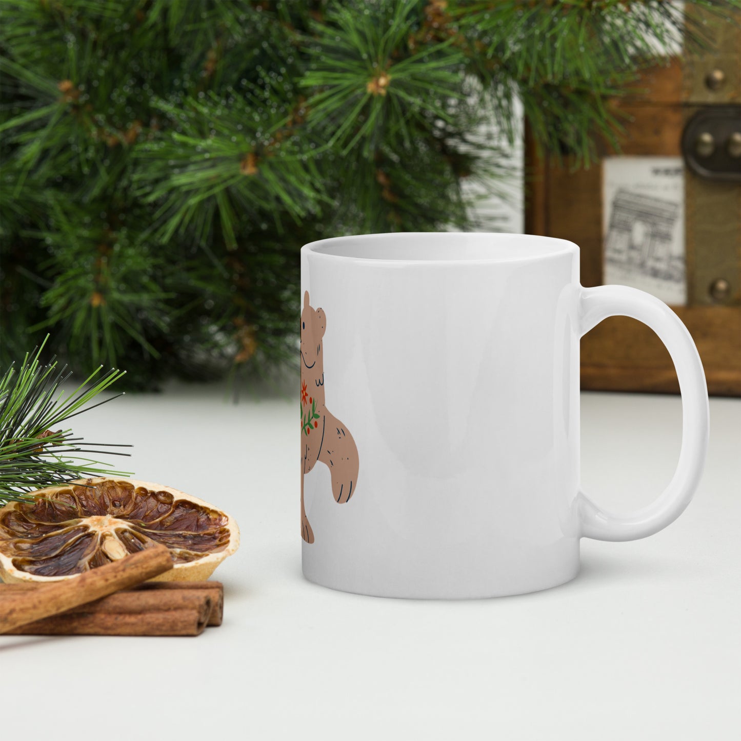 Mug Blanc Brillant - Ours De Noël