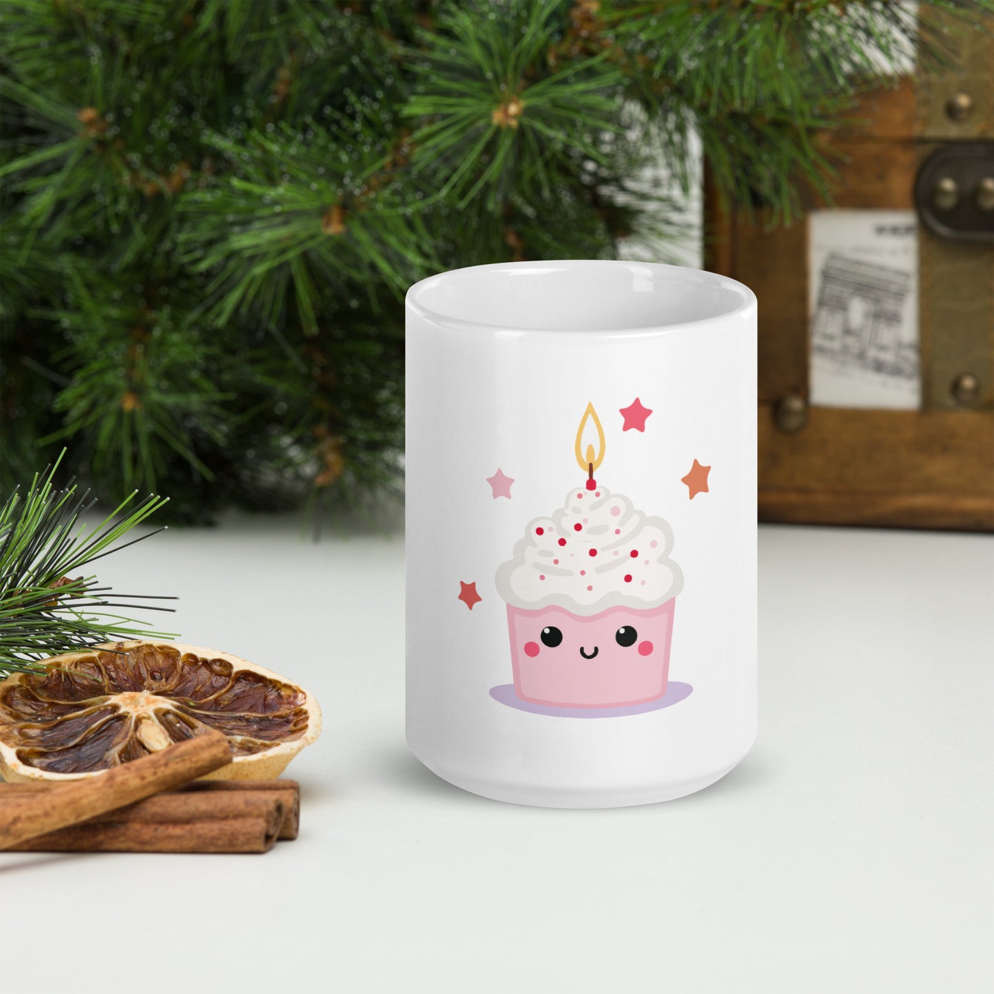 Mug Blanc Brillant - Cupcake Licorne