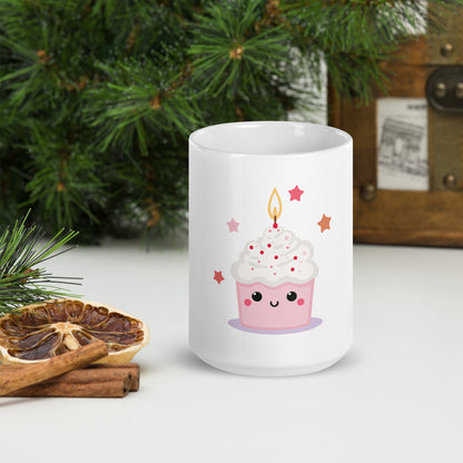 Mug Blanc Brillant - Cupcake Licorne