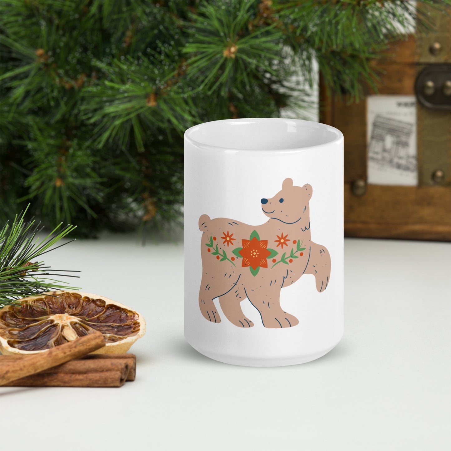 Mug Blanc Brillant - Ours De Noël