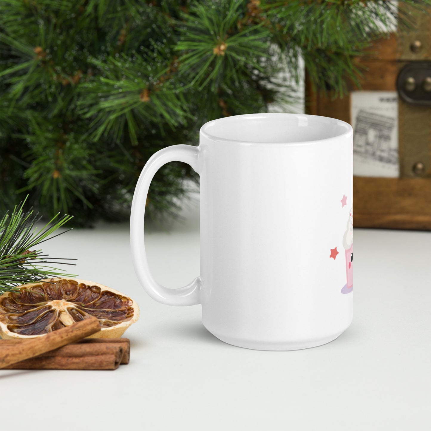 Mug Blanc Brillant - Cupcake Licorne