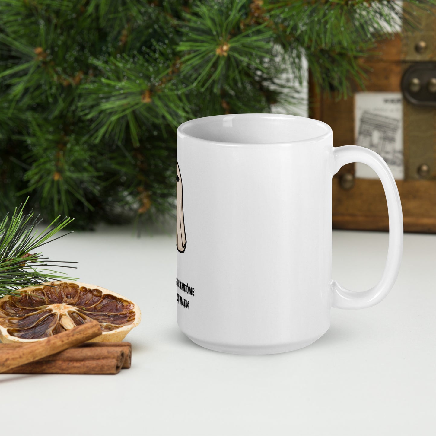Mug Blanc Brillant - Fantôme Du Matin