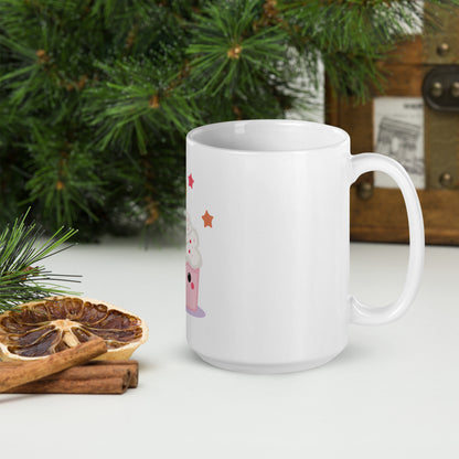 Mug Blanc Brillant - Cupcake Licorne