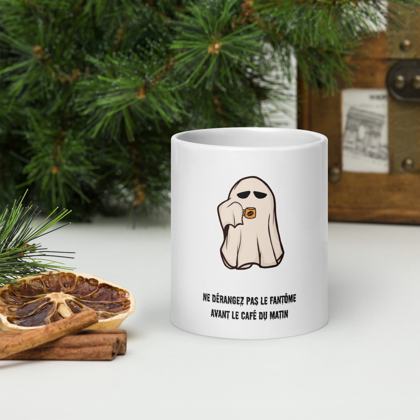 Mug Blanc Brillant - Fantôme Du Matin